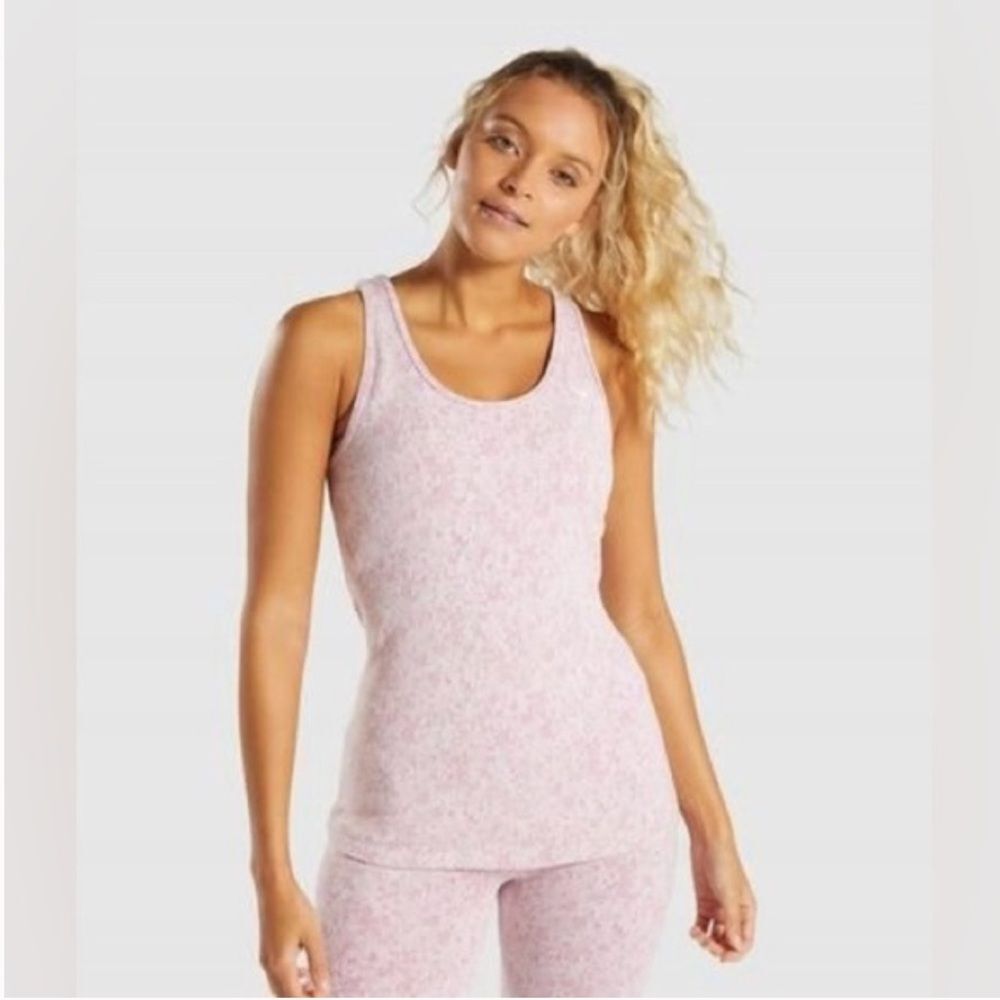 Gymshark Fleur Texture Vest Workout Tank - Dusky Pink Marl